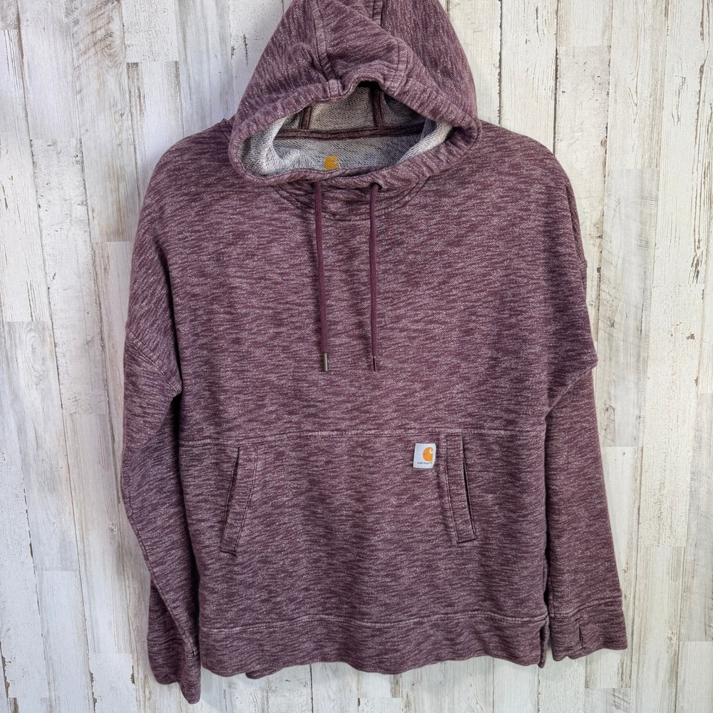 Carhartt Hoodie Womens Small Purple Space Dye‎ Relaxed Fit Pullover